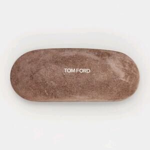 Tom Ford Brown Velvet Suede Sunglasses Case W/ Gold Lettering & Cloth